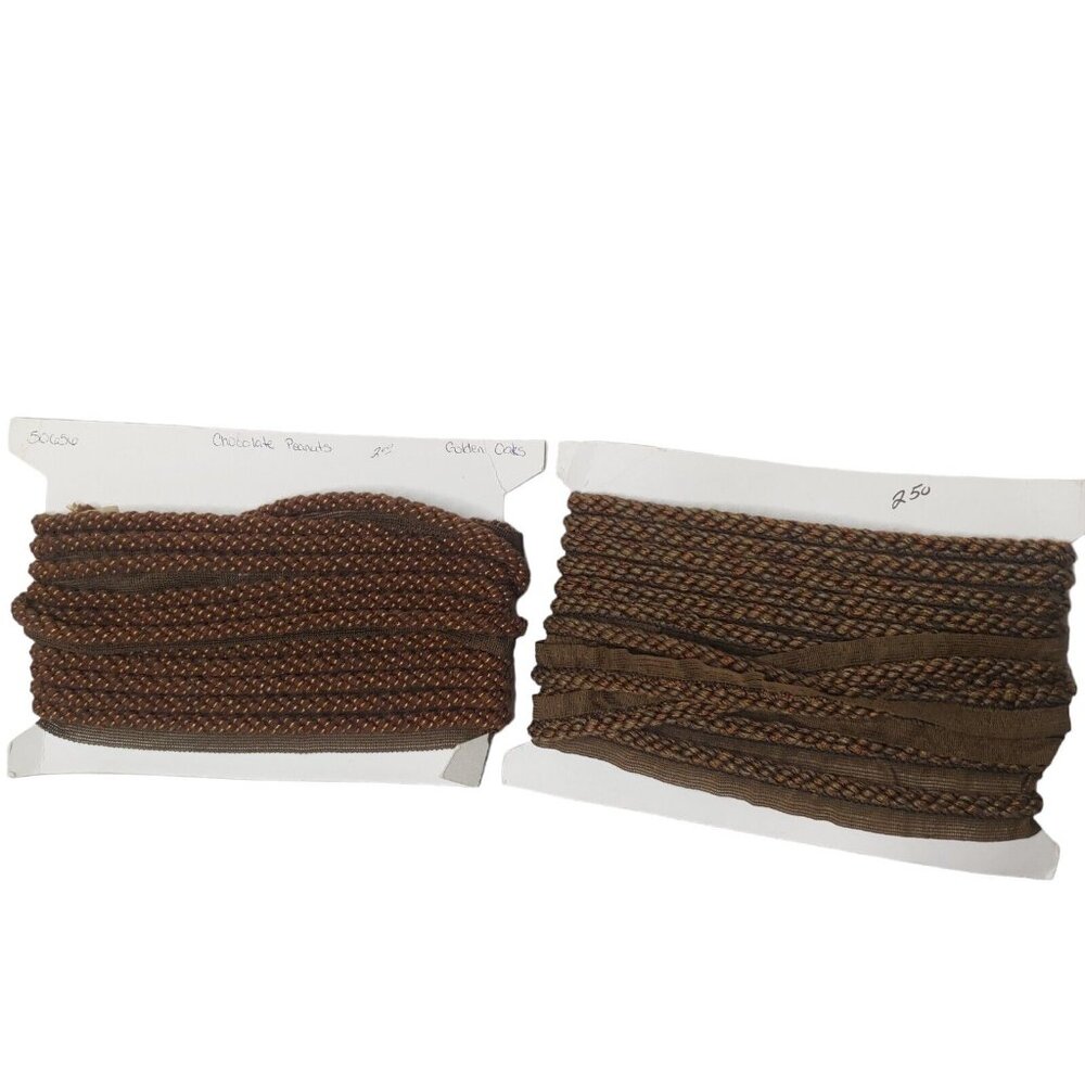 Phoenix Trim Works Brown Trim 2 Spools 15 Yds Woven Chocolate Peanuts Sewing